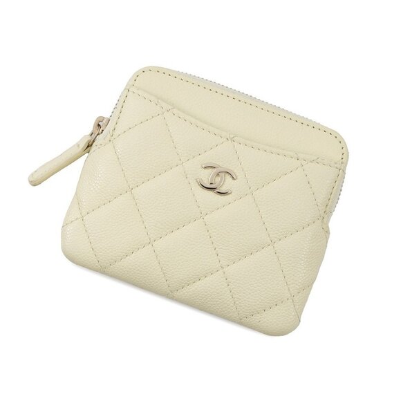 CHANEL Matelasse CC Logo Classic Zip Coin Purse Calfskin Baby Yellow AP2061 - Picture 1 of 11